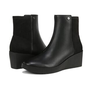 VIONIC Womens Skylar Wedge Ankle Bootie US 10 Wide EU 41 Black Leather NWOB